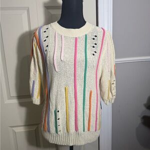 THML Cream Sweater with Multicolor Stripes